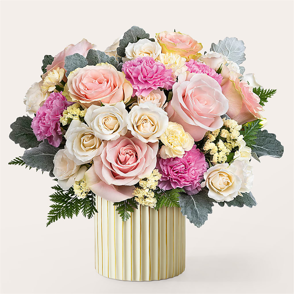 Blissful Moments Bouquet with Ivory Vase – Amora Floral Studio, Mooresville NC