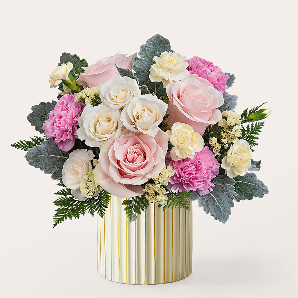 Blissful Moments Bouquet with Ivory Vase – Amora Floral Studio, Mooresville NC