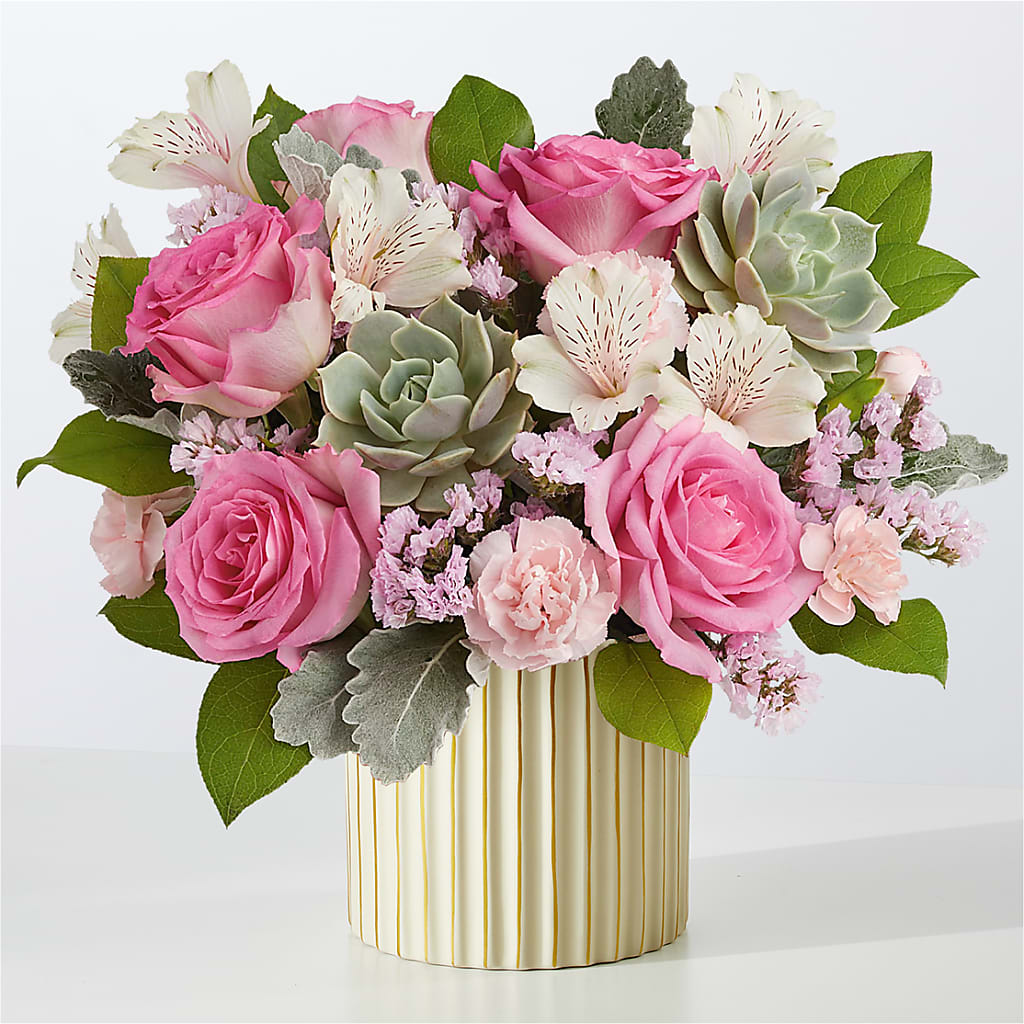 Dusty Rose Bouquet with Ivory Vase – Amora Floral Studio, Mooresville NC