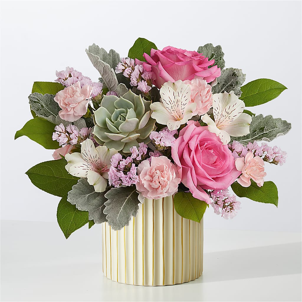 Dusty Rose Bouquet with Ivory Vase – Amora Floral Studio, Mooresville NC