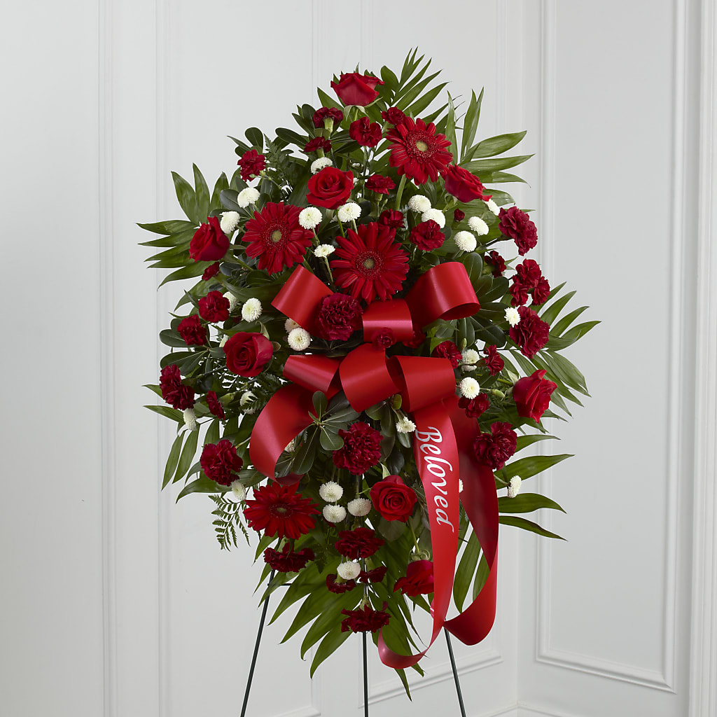 Treasured Memories Standing Spray – Amora Floral Studio, Mooresville NC