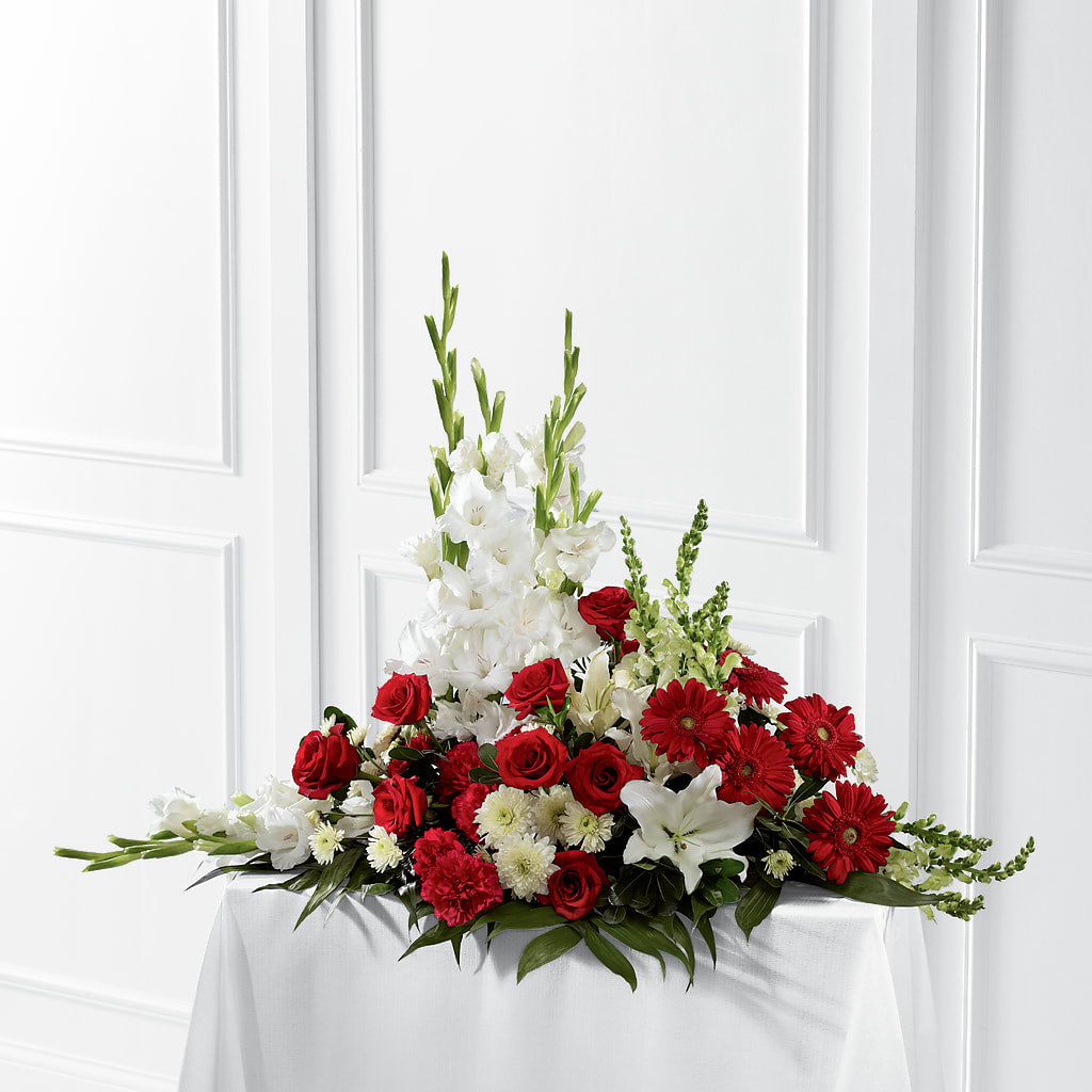 Crimson & White Arrangement – Amora Floral Studio, Mooresville NC