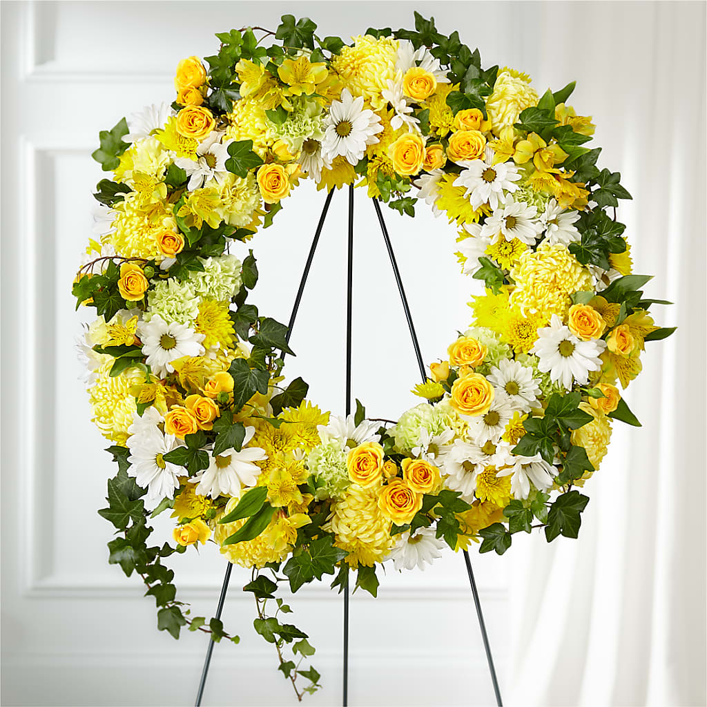 Golden Remembrance Wreath – Amora Floral Studio, Mooresville NC