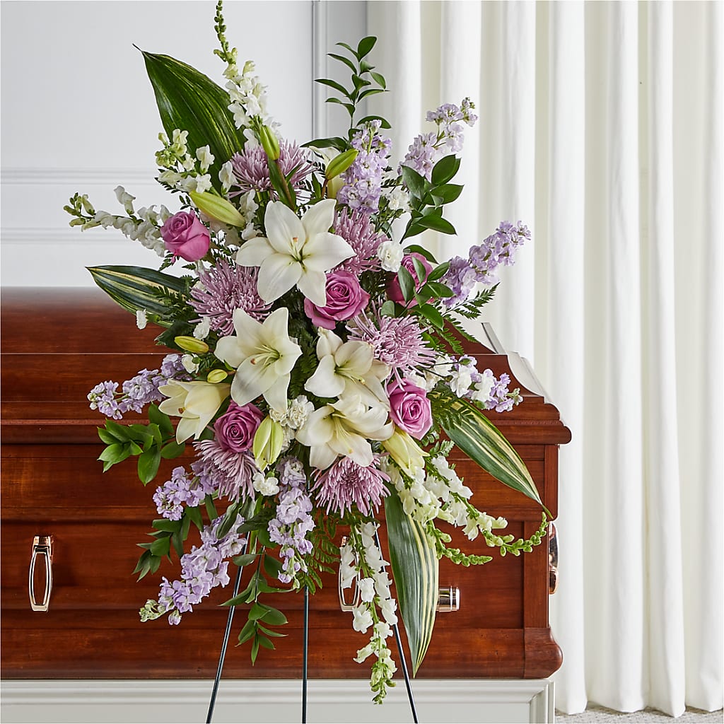 Grateful Hearts Standing Spray – Amora Floral Studio, Mooresville NC