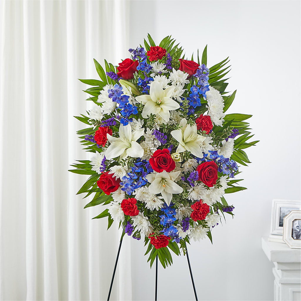 Cherished Service Standing Spray – Amora Floral Studio, Mooresville NC