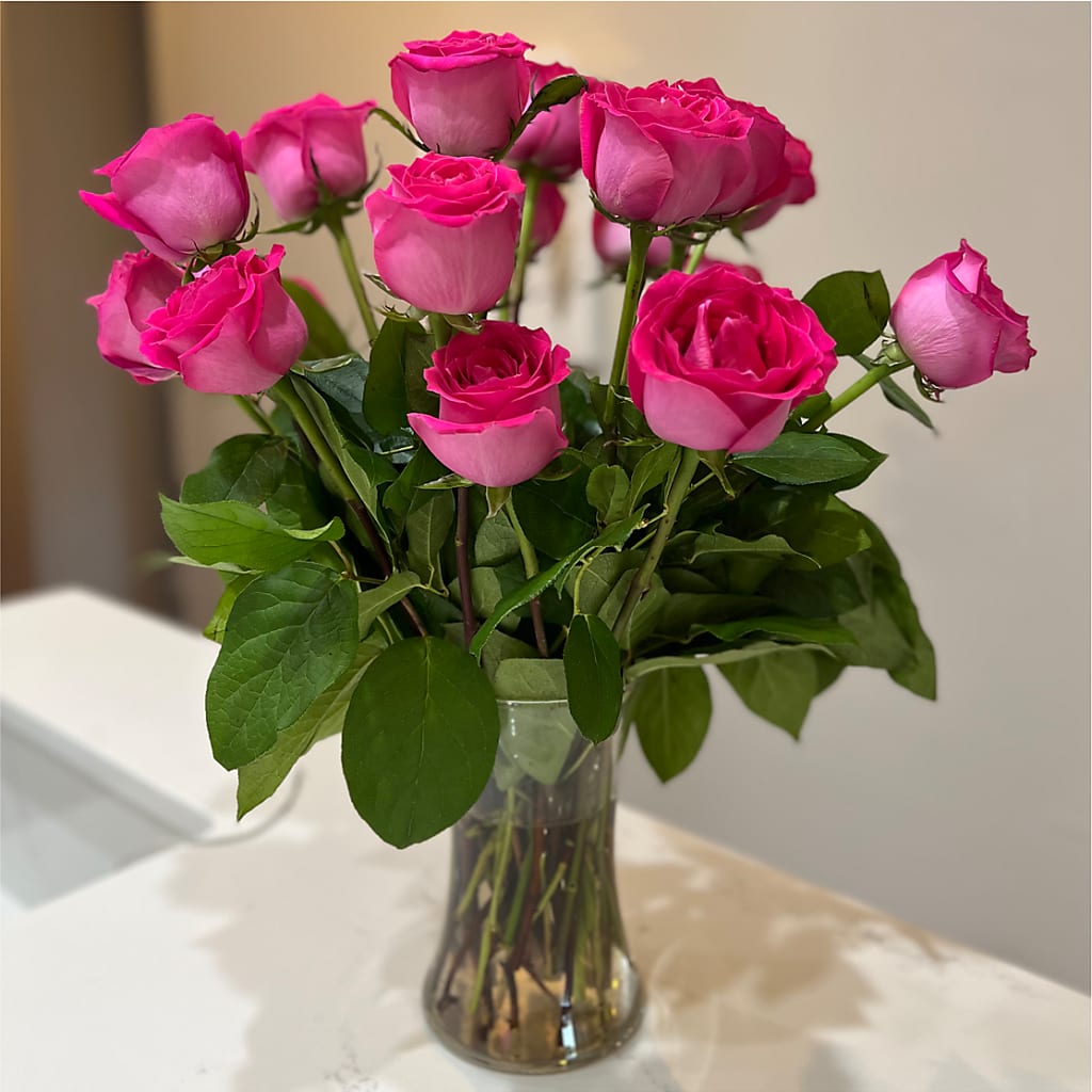 Long Stem Pink Rose Bouquet –  Amora Floral Studio, Mooresville NC