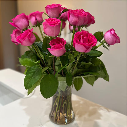 Long Stem Pink Rose Bouquet –  Amora Floral Studio, Mooresville NC