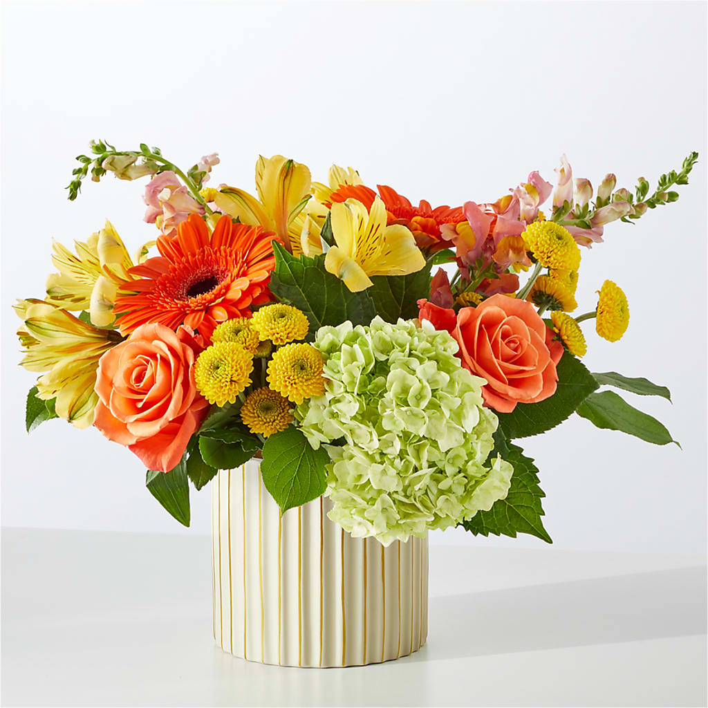 Autumn Sunshine Bouquet with Ivory Vase –  Amora Floral Studio, Mooresville NC