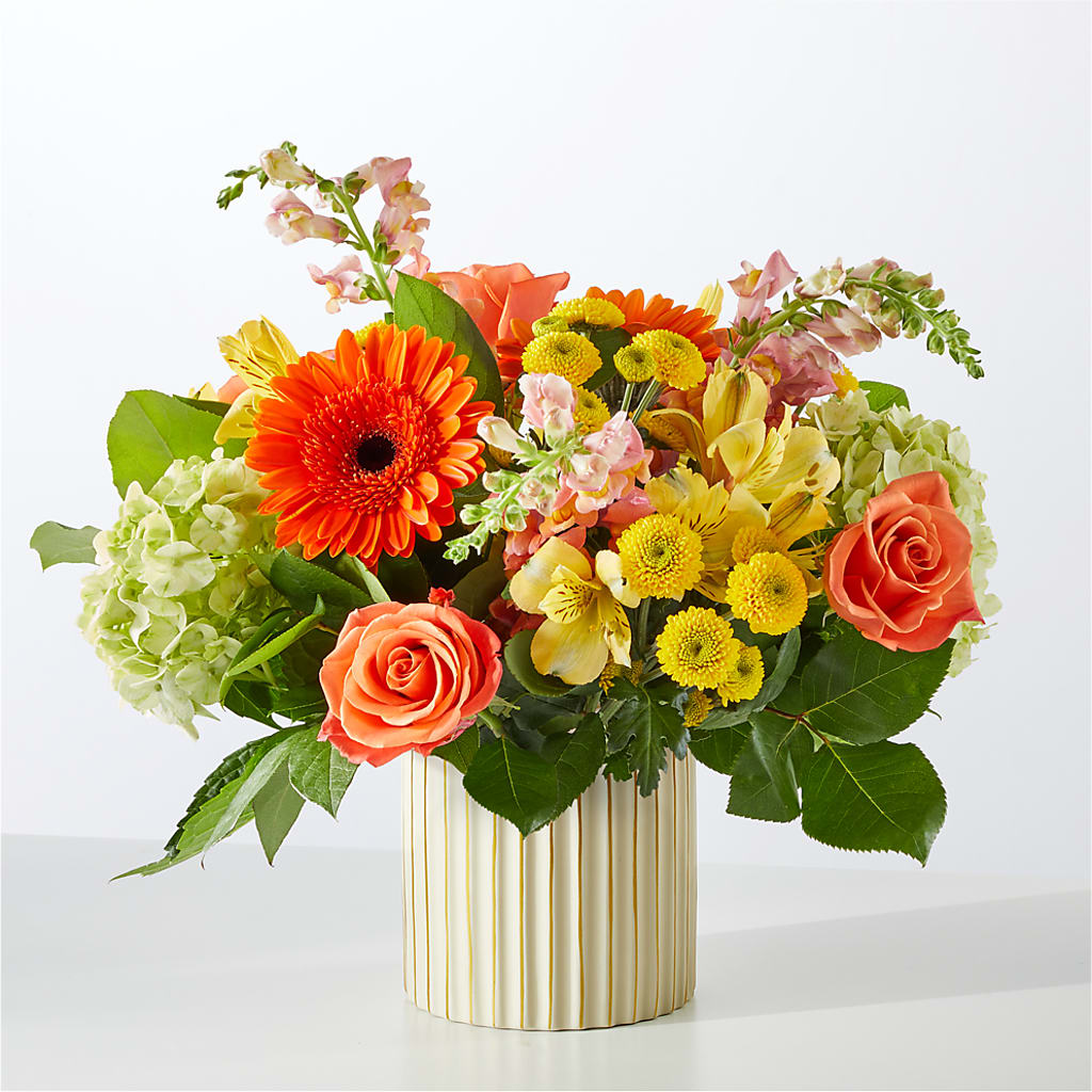 Autumn Sunshine Bouquet with Ivory Vase –  Amora Floral Studio, Mooresville NC