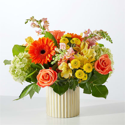 Autumn Sunshine Bouquet with Ivory Vase –  Amora Floral Studio, Mooresville NC