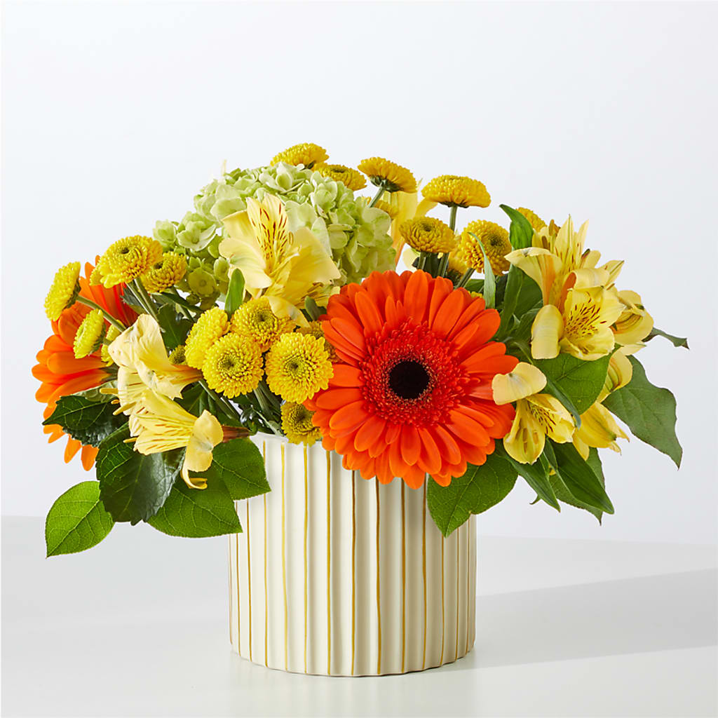 Autumn Sunshine Bouquet with Ivory Vase –  Amora Floral Studio, Mooresville NC